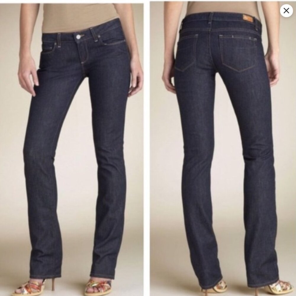 PAIGE Denim ‘Blue Heights’ Low-Rise Stright Leg Jeans in Dark Wash